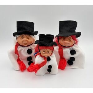 Vintage Norfin Troll Frostbite Snowflake Snowman Dolls 5433 50516 Tags Lot Of 3